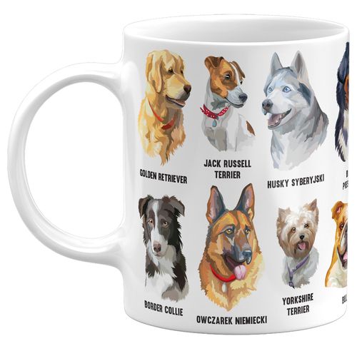 KUBEK Z RASAMI PSÓW, PREZENT DLA MIŁOŚNIKA PSÓW, GITEES, 330ML na Arena.pl