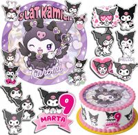 ZESTAW OPŁATEK NA TORT 30CM +17 POSTACI - KURO.MI + IMIĘ 24CM 26CM