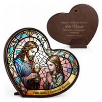 Obrazek Komunijny Witraż Pamiątka Komunii Dziewczynki Grawer od Chrzestnej