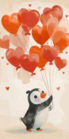 Plakat 50x100cm Pingwinek z Balonami