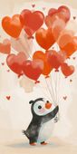 Plakat 50x100cm Pingwinek z Balonami