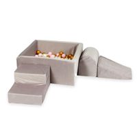 Piankowy plac zabaw z basenem kwadratowym 90x90x40 Velvet lila + 400 piłek (złote, jasny róż, perła)