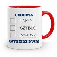 Kubek Czerwony Dla Geodety Geodeta Wybierz Dwa! Z Nadrukiem Ze Zdjęciem