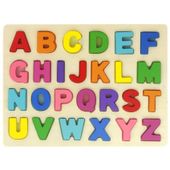 klocki alfabet puzzle drewniane układanka literki litery nauka pisania