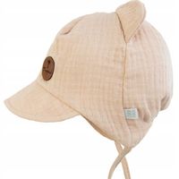 CZAPKA Z MUŚLINU letnia z daszkiem beżowa 48-50