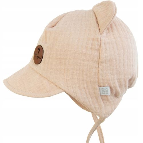 CZAPKA Z MUŚLINU letnia z daszkiem beżowa 48-50 na Arena.pl