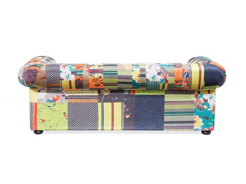 Sofa 3-osobowa patchworkowa żółta CHESTERFIELD na Arena.pl