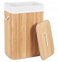 KOSZ BAMBUSOWY NA PRANIE BIELIZNĘ ZABAWKI Z POKRYWĄ POJEMNIK DUŻY 72L NATUR