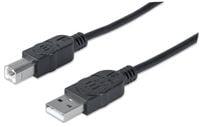 KABEL  MANHATTAN USB A-B M/M 1,8m USB2.0 Hi-Speed czarny 333368