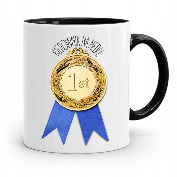 Kubek Czarny Dla Kierownika Kierownik Na Medal Z Nadrukiem Ze Zdjęciem zdjęcie 1