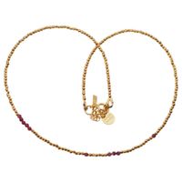 Naszyjnik urodzeniowy październik - turmalin, hematyt i srebro złocone