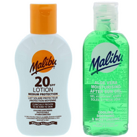 Malibu Wodoodporny Balsam SPF20 100ml + Aloe Po Opalaniu 100ml
