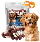 UNIQ PETS gryzak przysmak dla psa z kaczki RAWHIDE 500g hantelki z kaczką