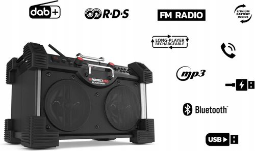 Radio Budowlane PerfecPro ROCKHART RH4 DAB+ i FM, Bluetooth Czarny na Arena.pl