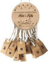 KALENDARZ ADWENTOWY Z IMIENIEM BAZA DREWNIANA DREWNIANY GOTOWY + 24 domki