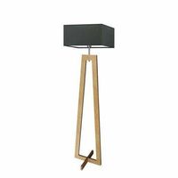 Lampa podłogowa JAWA abażur grafitowy stelaż dębowy
