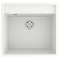 Zlew kuchenny z otworem przelewowym, biały, granitowy