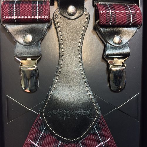 Bordowo Biała kratka - szelki do spodni Orginalne Top-Gal na Arena.pl