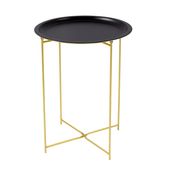 Stolik kawowy okrągły, z tacą z czarnym blatem 37 cm i złotymi nogami TAB161
