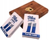 Karty do gry 2 talie w pudełku drewnianym retro vintage zestaw