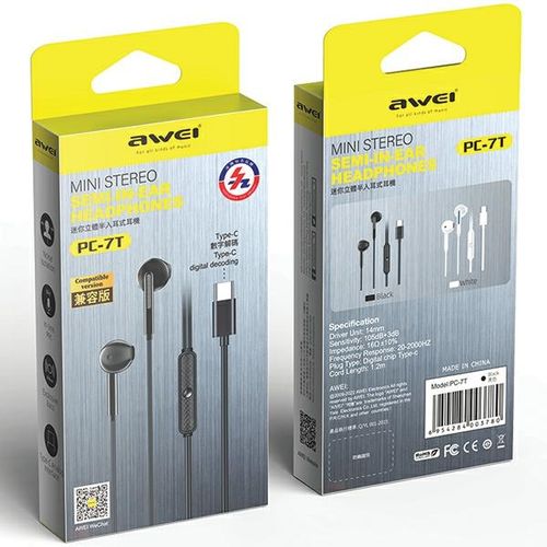 awei słuchawki stereo pc-7t usb-c 1.2mczarny/black na Arena.pl
