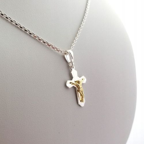 SREBRNY ŁAŃCUSZEK + KRZYŻYK JEZUS CHRYSTUS PR. 925 + GRAWER NA BIERZMOWANIE na Arena.pl