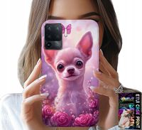 ETUI DO OPPO F19 PRO - SŁODKA CHIHUAHUA NA RÓŻOWYM TLE KWIATAMI