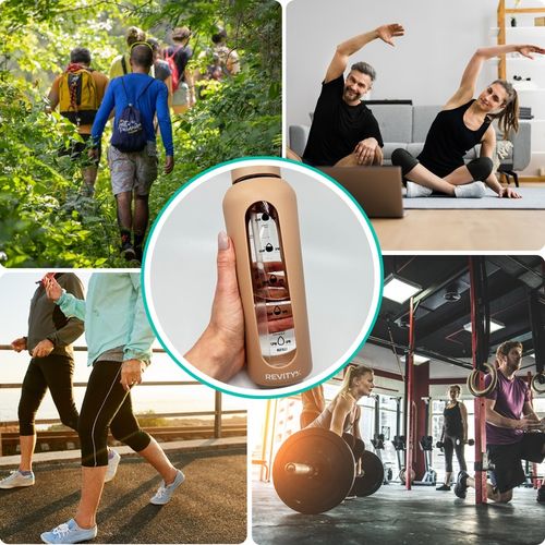 SZKLANA BUTELKA NA WODĘ BIDON SHAKER Z MIARKĄ I DZIUBKIEM SILIKONOWE ETUI na Arena.pl