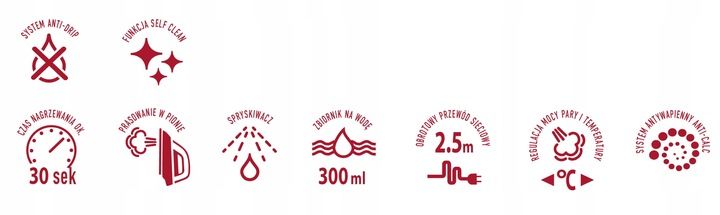 Żelazko parowe ze stopą ceramiczną 3000W czarne mocne MPM MZE-24/C zdjęcie 5