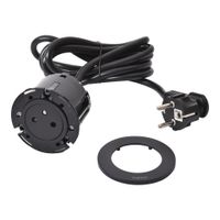 Gniazdo meblowe 2P+Z Incara DISQ 60, przewód 2m z wtyczką - CZARNY Legrand 654721