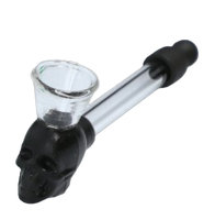 Lufka Szklana z Elementami Silikonowymi w Kształcie Czaszki Czarna