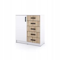 Młodzieżowa komoda Sigma B4 5S 90 cm z szufladami - dąb sonoma