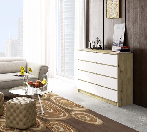 KOMODA K140 8SZ CLP DĄB ARTISAN / BIAŁY na Arena.pl