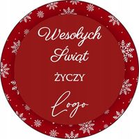 NAKLEJKI ŚWIĄTECZNE z LOGO REKLAMOWE firmowe własny napis 10 cm 100 szt