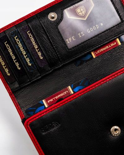 pojemny, skórzany portfel damski na zatrzask i suwak - peterson na Arena.pl