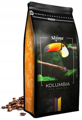 Kawa ziarnista 1kg KOLUMBIA 100% ARABICA Świeżo Palona do ekspresu + GRATIS na Arena.pl