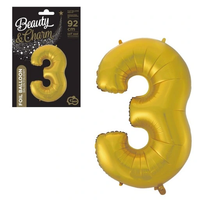 balon foliowy b&c cyfra 3 szampański 85cm ch-b8h3