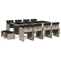 13-cz. zestaw mebli ogrodowych z poduszkami, jasnoszary