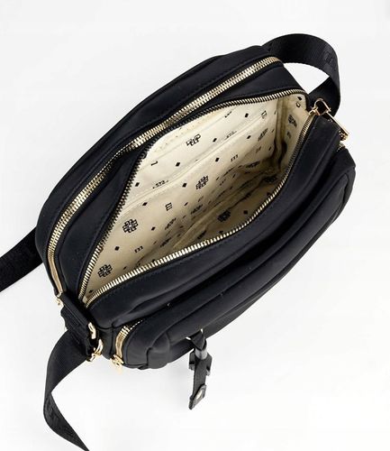 MONNARI Pojemna czarna torebka listonoszka Dwie komory Kieszonki Pasek na Arena.pl