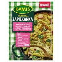 Kamis Przepis na Zapiekanka w sosie w carbonara z szynką i brokułami 30 g