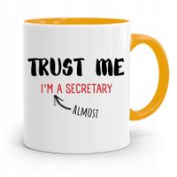 Kubek Żółty Prezent Dla Sekretarki Trust Me Z Nadrukiem Ze Zdjęciem