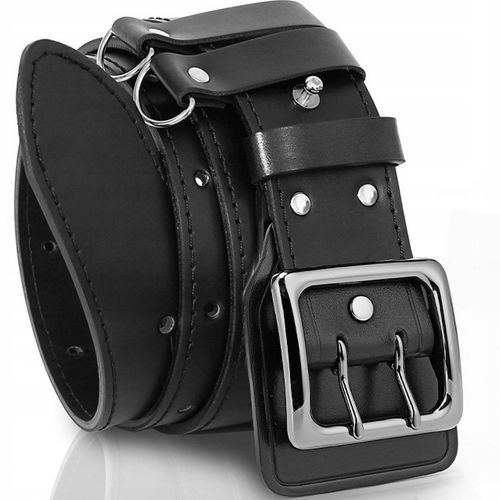 Pasek oficerski CZARNY wojskowy pas do spodni SKÓRZANY straż bojówki na Arena.pl