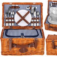 KOSZ PIKNIKOWY TERMICZNY WIKLINOWY+WYPOSAŻENIE SZTUĆCE TALERZE KOSZYK