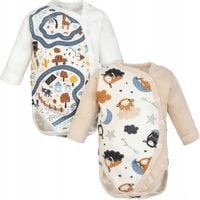 2-PAK BODY dla noworodka ROZPINANE DŁUGI RĘKAW 56