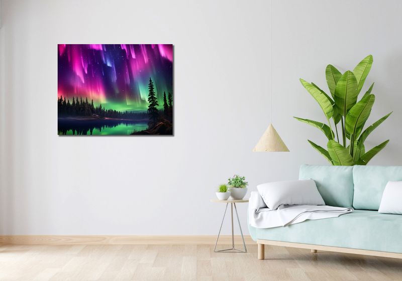 Obraz 90x70cm Zorza Nad Lasem zdjęcie 2