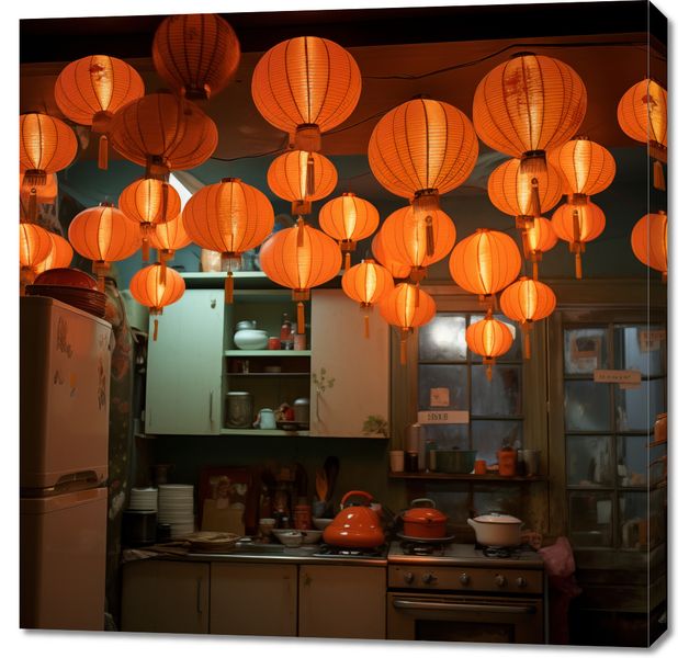 Obraz 90x90cm W Blasku Lampionów zdjęcie 1