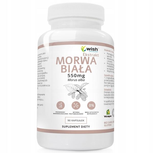 MORWA BIAŁA ekstrakt Z MORWY 550mg wsparcie: POZIOM CUKRU CUKRZYCA 90k WISH zdjęcie 1