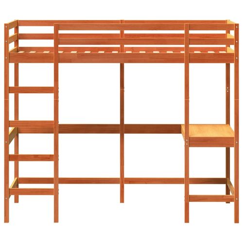 Łóżko na antresoli, z biurkiem, woskowy brąz, 90x190 cm, sosna na Arena.pl