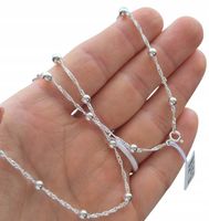 SINGAPUR SREBRNY ŁAŃCUSZEK 55 CM KULKI DAMSKI DLA KOBIETY Z KULKAMI PR 925