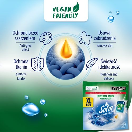 Sofin Kapsułki do Prania Białego i Jasnego Vegan Ochrona Kolorów XL 42szt na Arena.pl